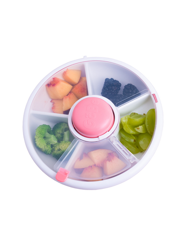  GoBe 3 Pack Kids Snack Spinner - Grey/Coral/Teal - Reusable  Snack Container with 5 Compartment Dispenser and Lid - Leakproof,  Spill-Proof - for Toddlers, Babies, Home, Travel : Baby